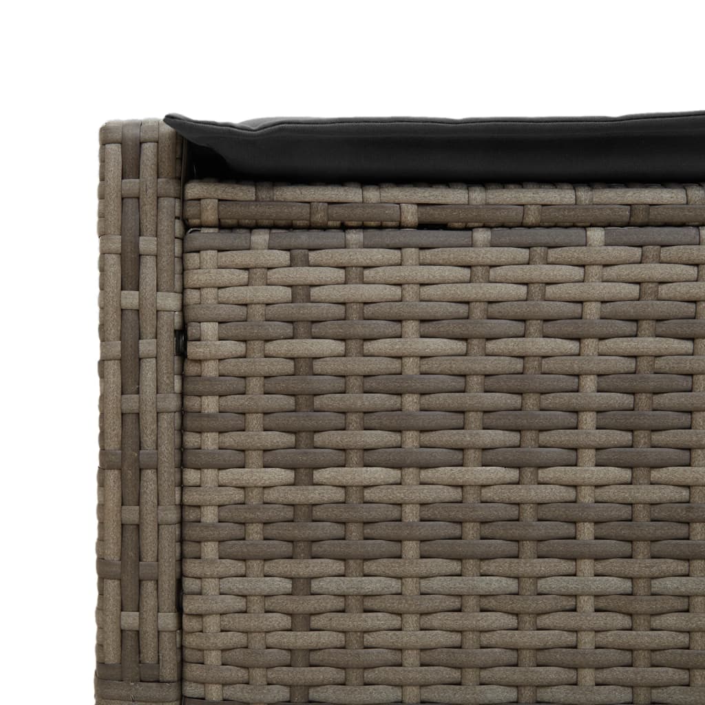 Double sun lounger with cushions in grey poly rattan