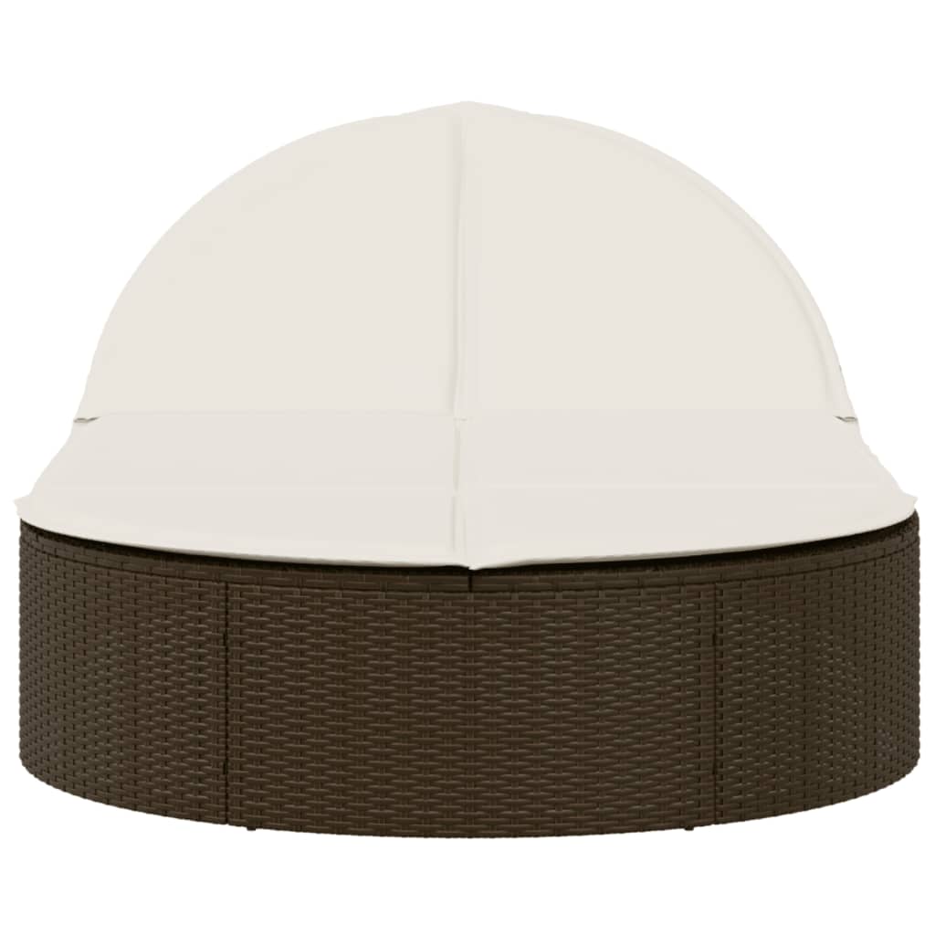 Double sun lounger with cushions in brown poly rattan