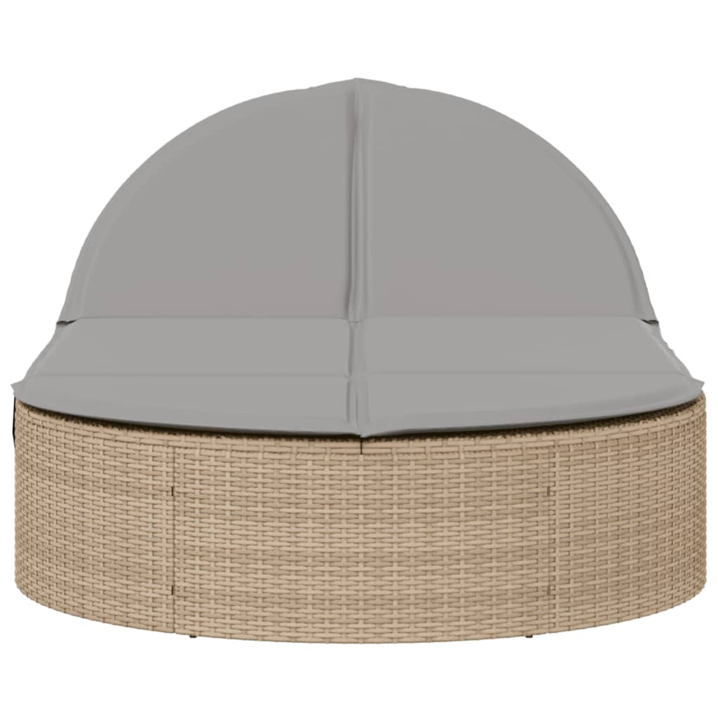 Double sun lounger with cushions in beige PE wicker