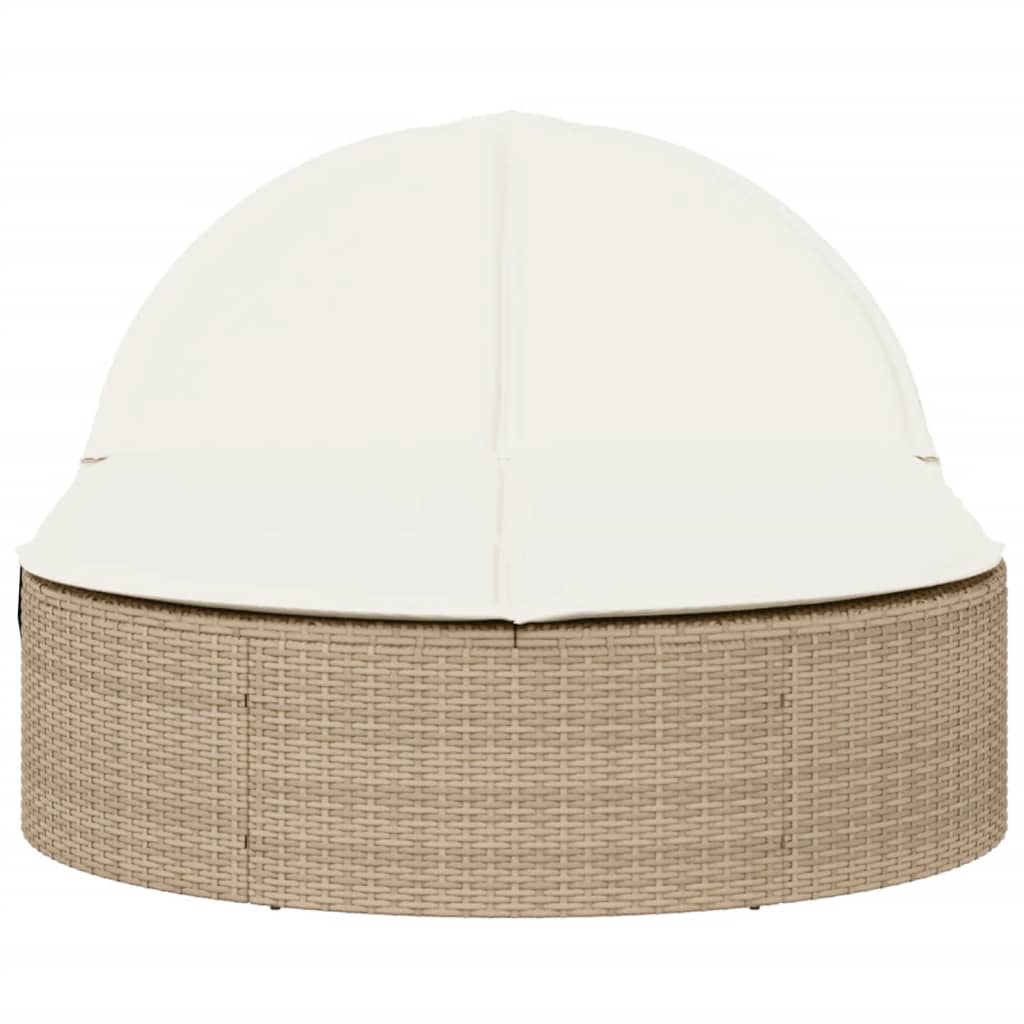 Double sun lounger with cushions in beige PE wicker