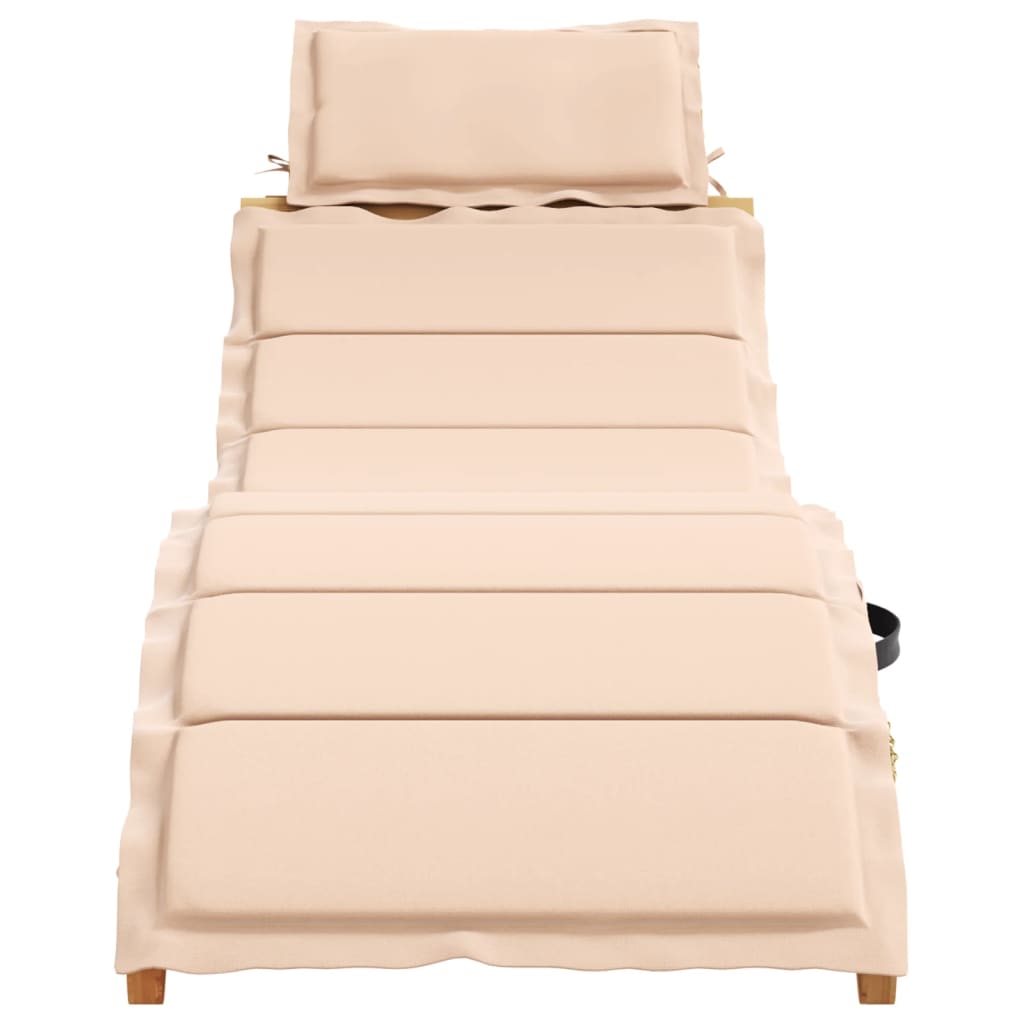 Sun loungers with cushions 2 pcs solid acacia wood beige