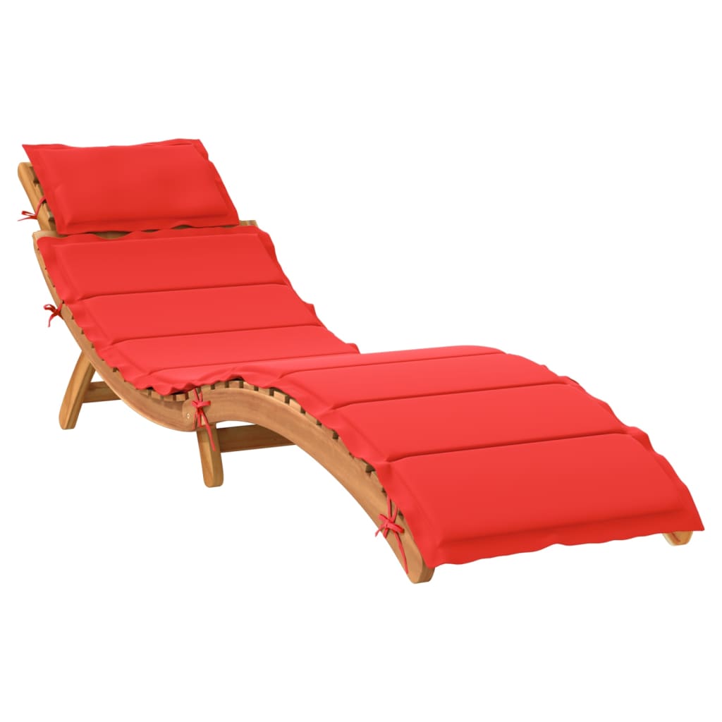 Sun loungers with cushions 2 pcs solid acacia red