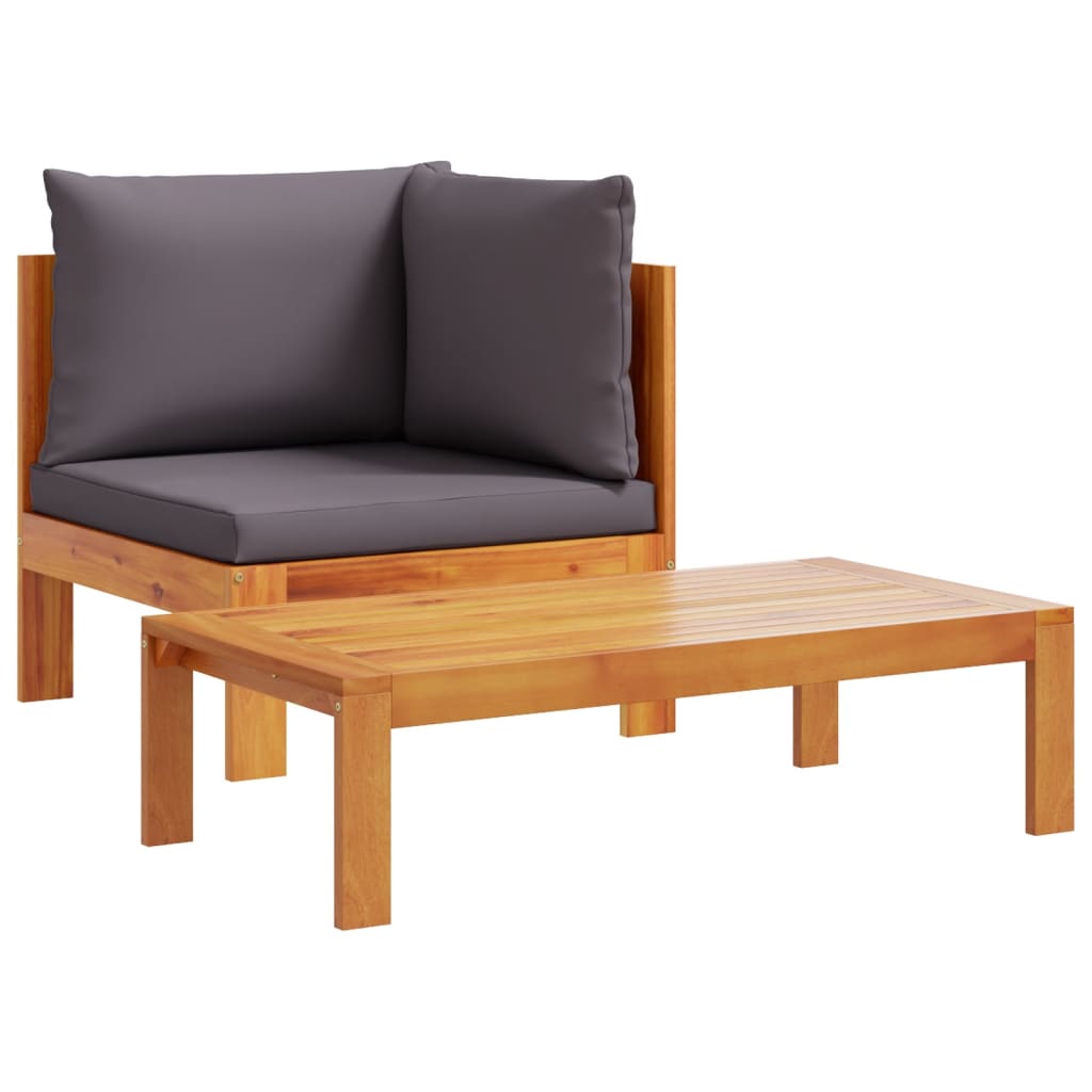10 pcs conjunto de sofás de jardim com almofadões acácia maciça