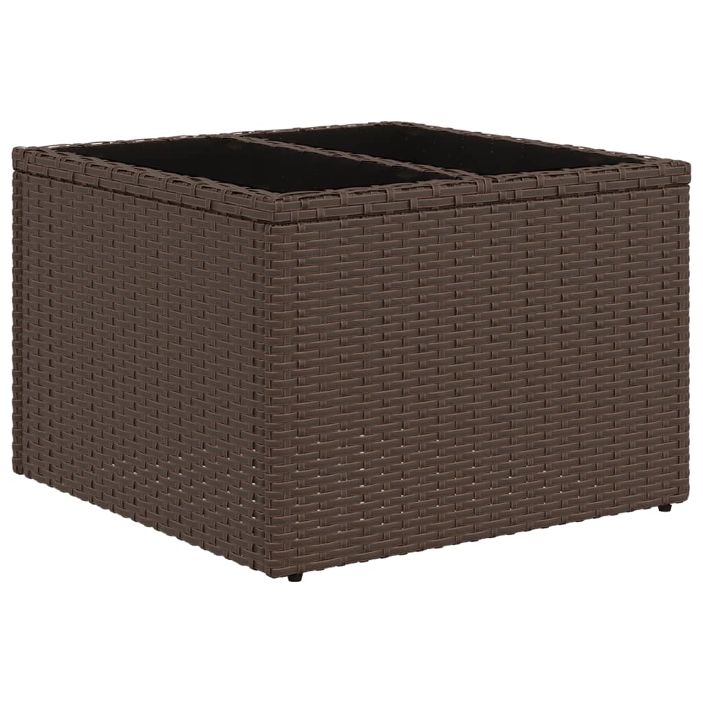 8 pcs conjunto sofás de jardim c/ almofadões vime PE castanho