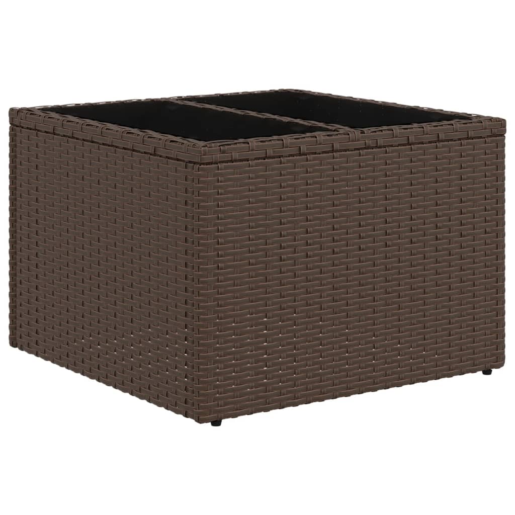 8 pcs conjunto sofás de jardim c/ almofadões vime PE castanho
