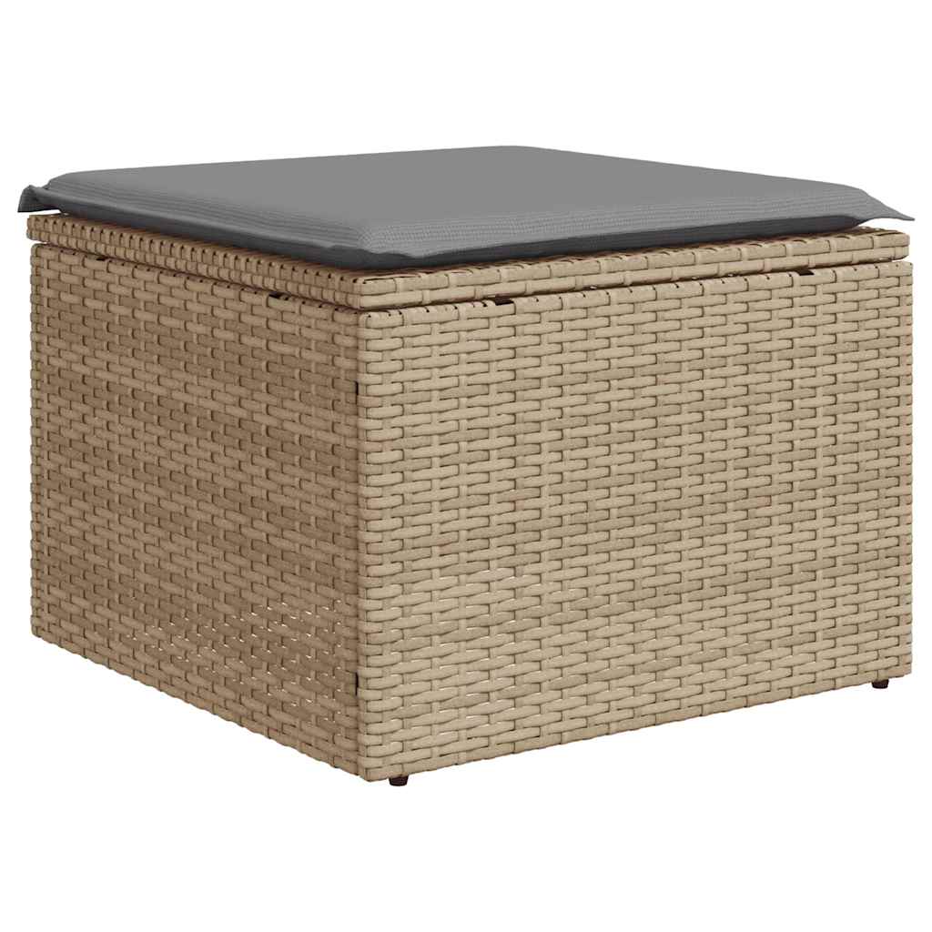 7 pcs conjunto de sofás p/ jardim com almofadões vime PE bege