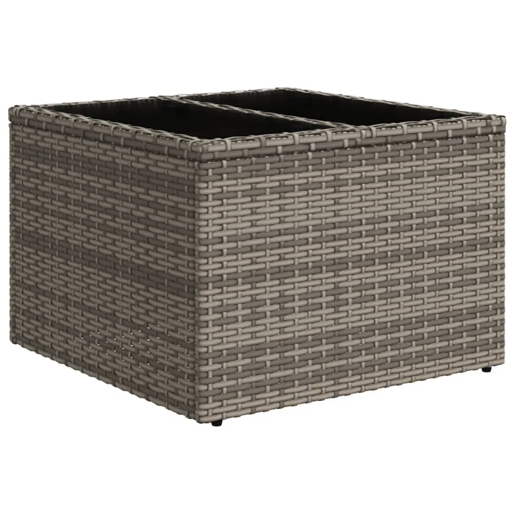 10 pcs conjunto sofás de jardim c/ almofadões vime PE cinzento