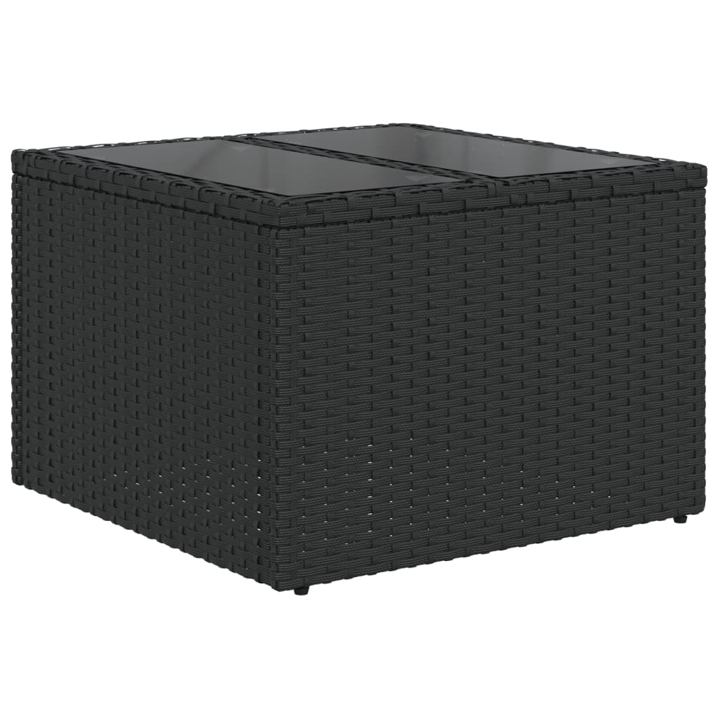 10 pcs conjunto de sofás p/ jardim c/ almofadões vime PE preto