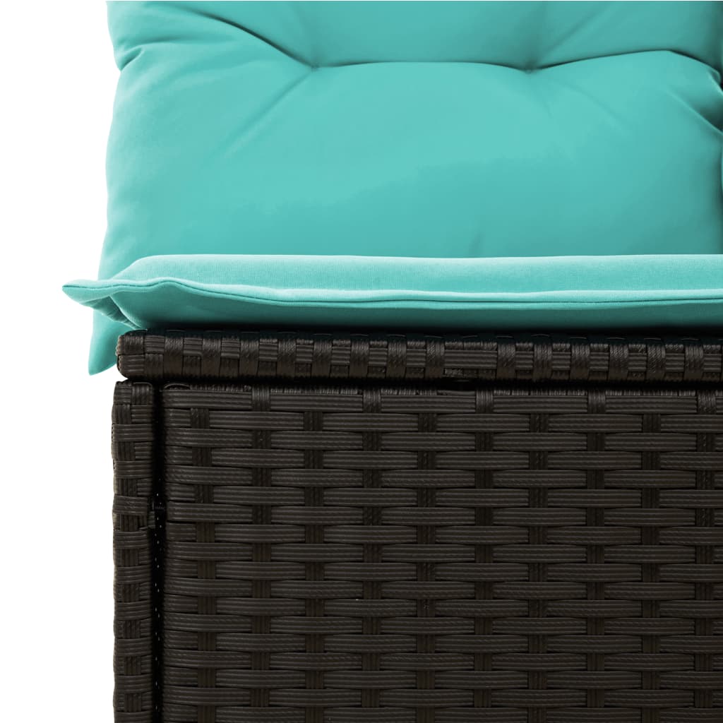 10 pcs conjunto de sofás p/ jardim c/ almofadões vime PE preto