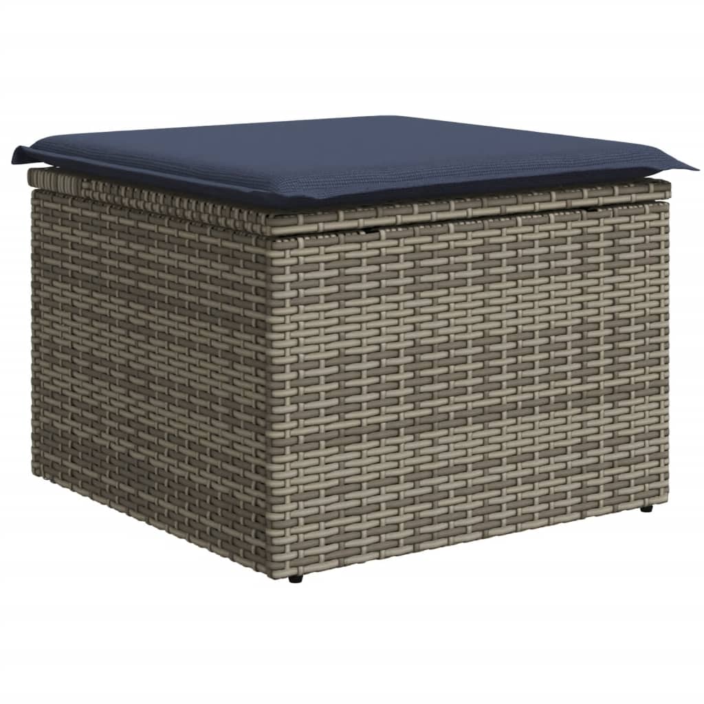 10 pcs conjunto sofás de jardim c/ almofadões vime PE cinzento