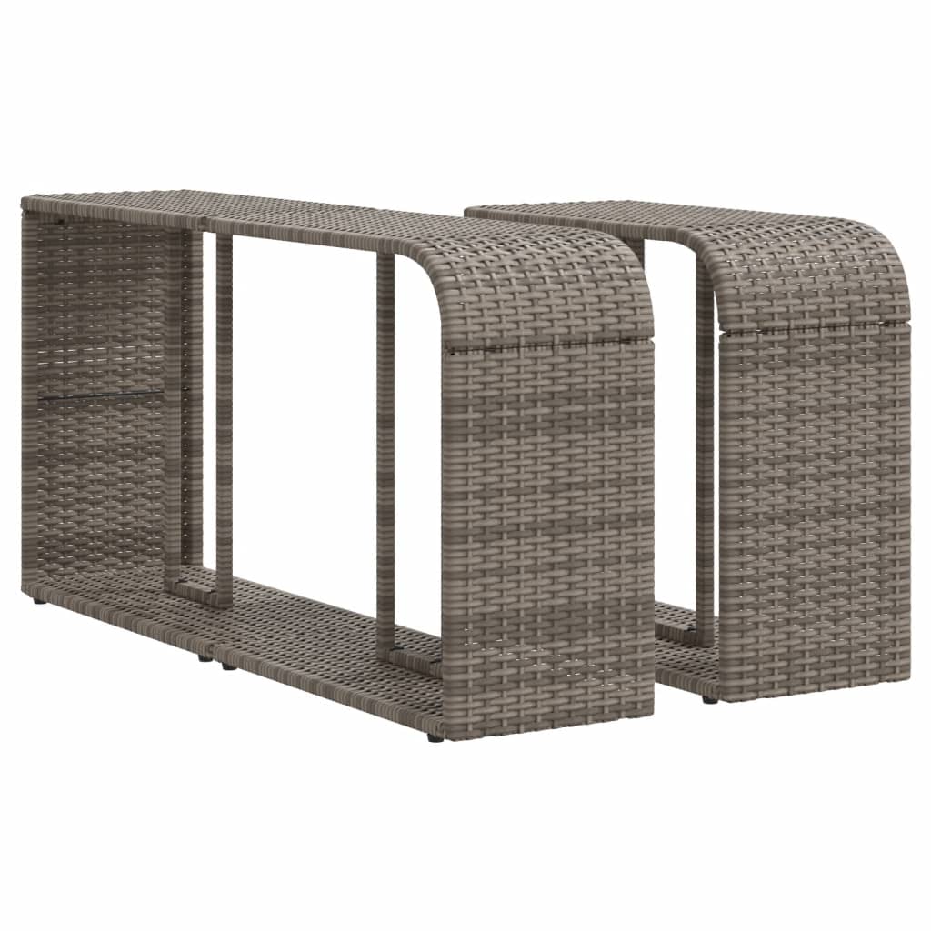 10 pcs conjunto sofás de jardim c/ almofadões vime PE cinzento