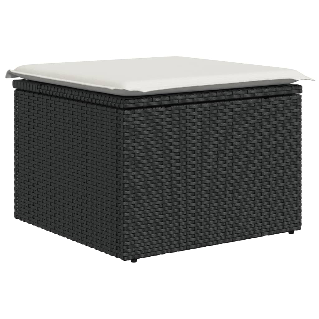 10 pcs conjunto sofás de jardim c/ almofadões vime PE preto