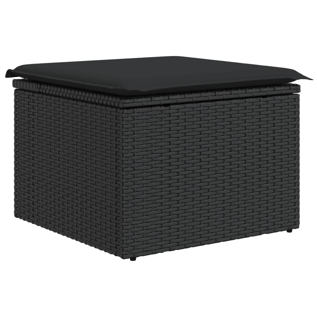 10 pcs conjunto sofás de jardim c/ almofadões vime PE preto