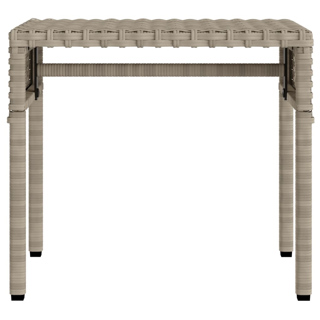 Sun loungers with canopies and table 2 pcs PE rattan light grey
