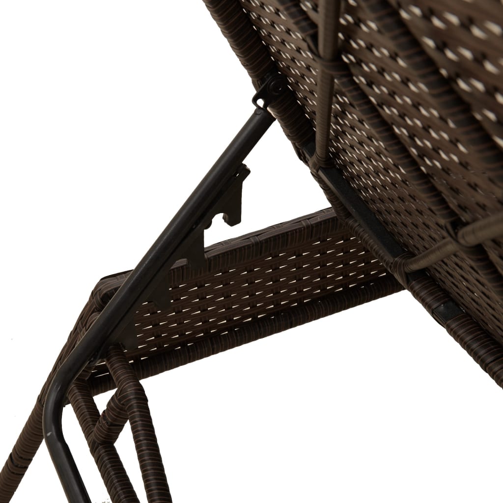 Sun loungers with cushions 2 pcs PE rattan brown
