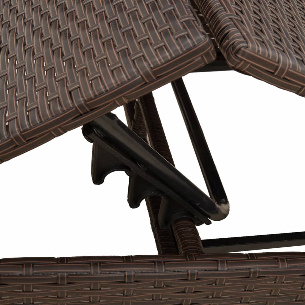 Sun loungers with cushions 2 pcs PE rattan brown
