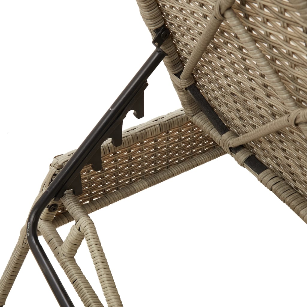 Sun lounger with cushions 2 pcs PE rattan light grey