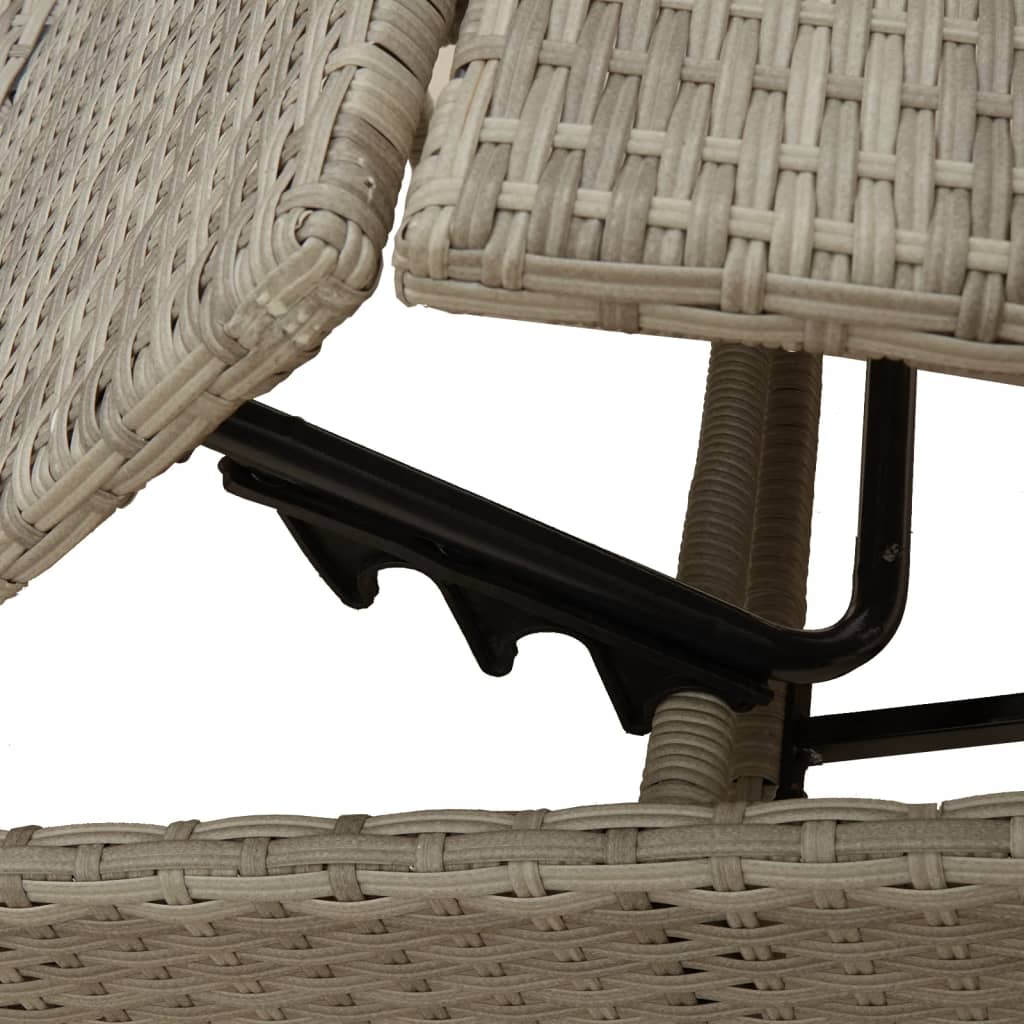 Sun lounger with cushions 2 pcs PE rattan light grey