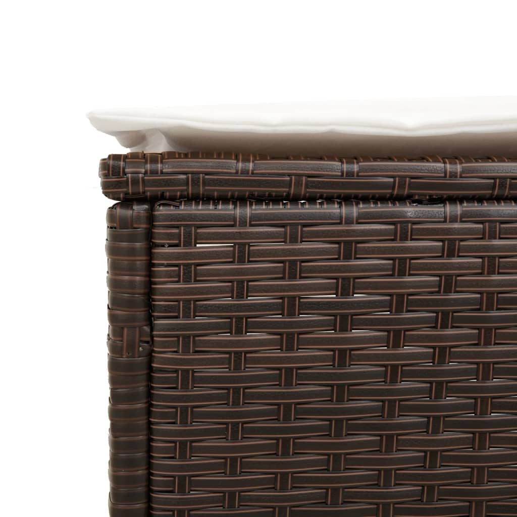 Sun loungers with cushions 2 pcs PE rattan brown