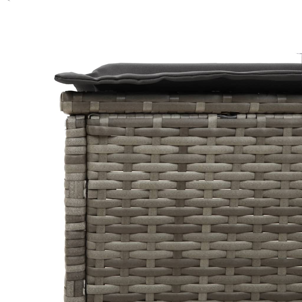Sun loungers with cushions 2 pcs PE rattan grey