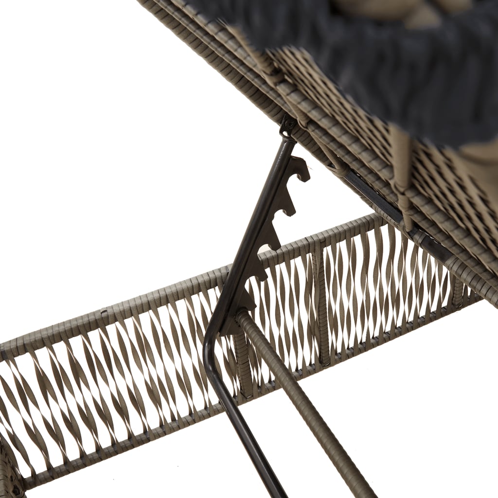 Sun loungers with cushions 2 pcs PE rattan grey