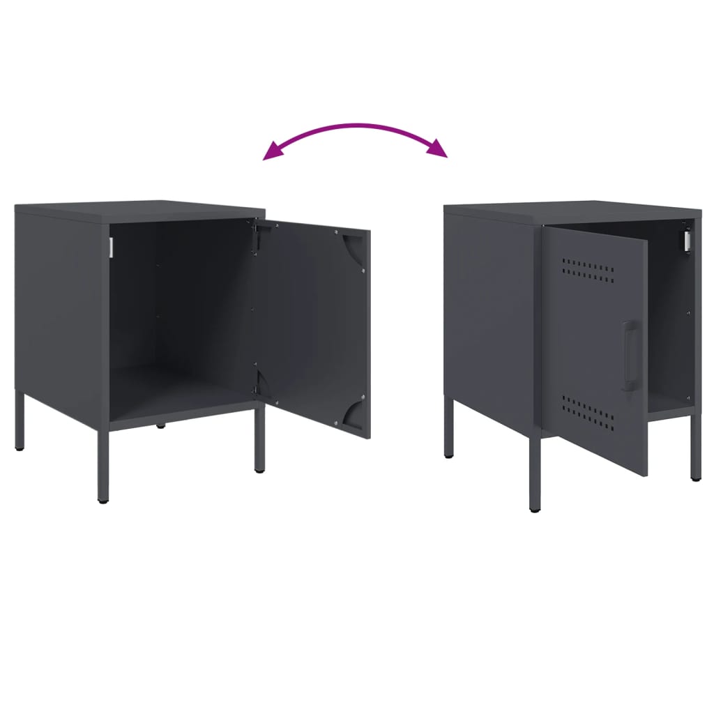 Mesas de cabeceira 2 pcs 36x39x50,5 cm aço antracite