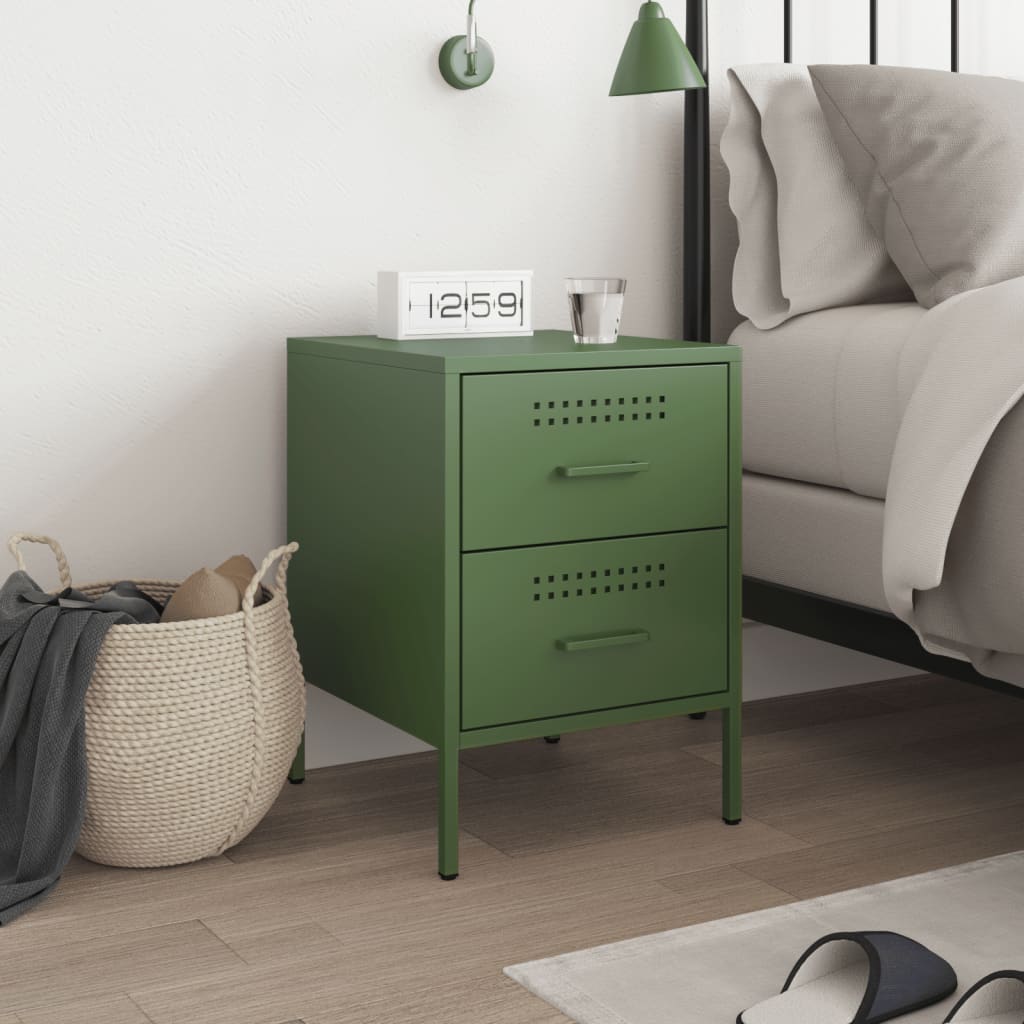 Mesa de cabeceira 36x39x50,5 cm aço verde azeitona