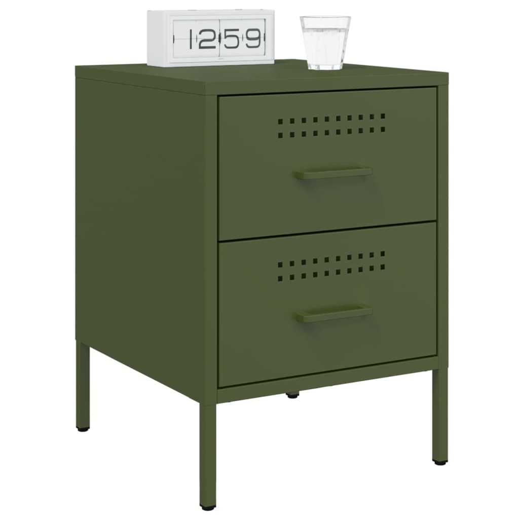 Mesa de cabeceira 36x39x50,5 cm aço verde azeitona