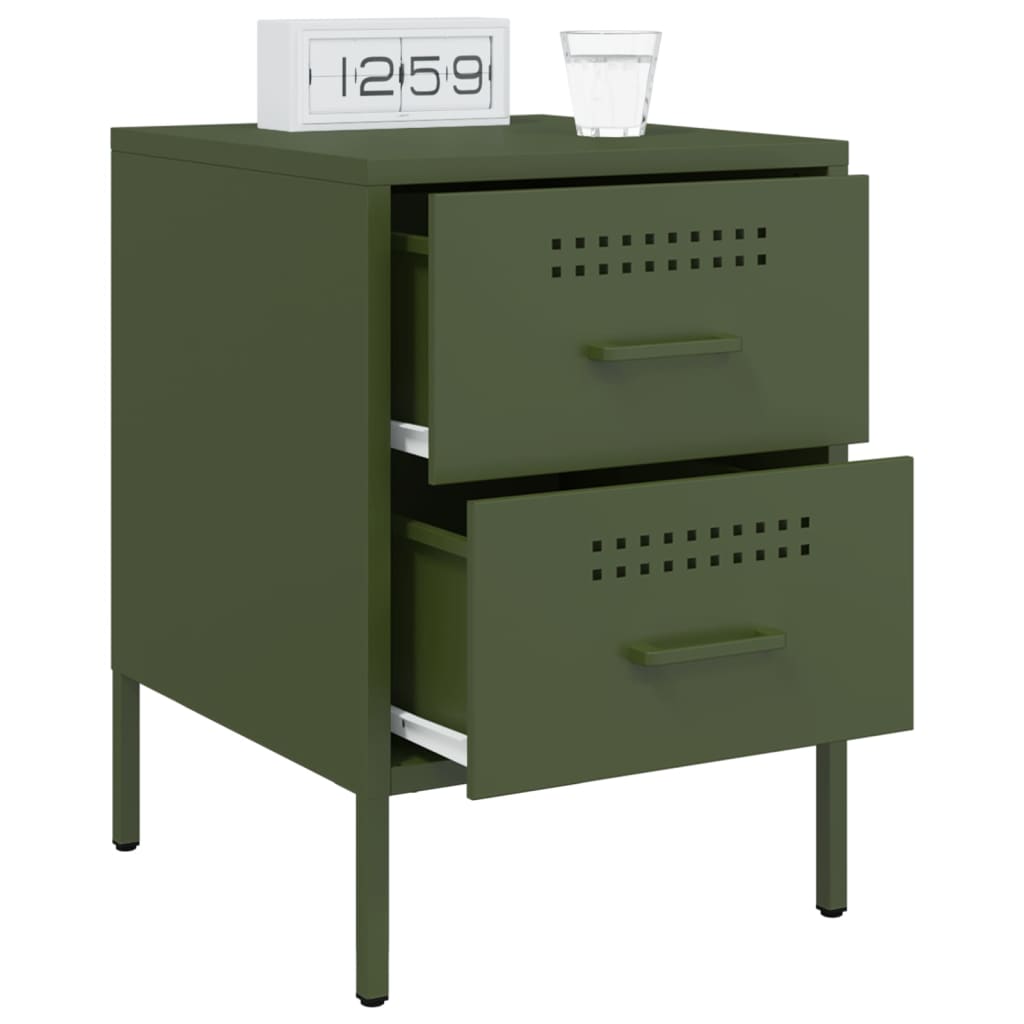 Mesa de cabeceira 36x39x50,5 cm aço verde azeitona