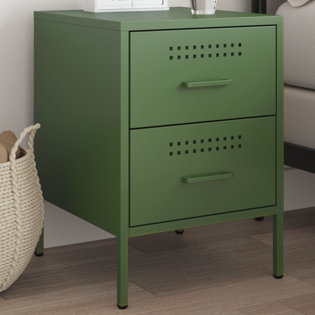 Mesa de cabeceira 36x39x50,5 cm aço verde azeitona