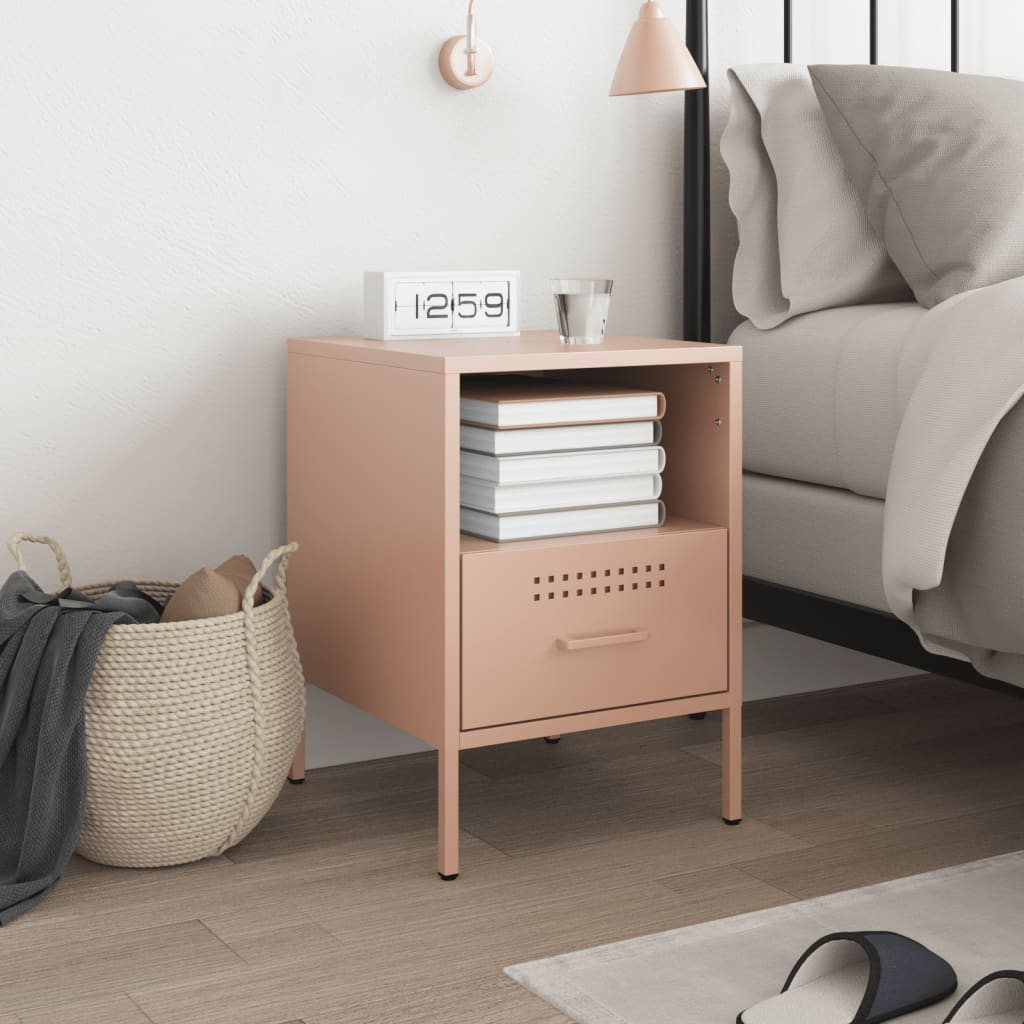 Bedside table 36x39x50.5 cm pink steel
