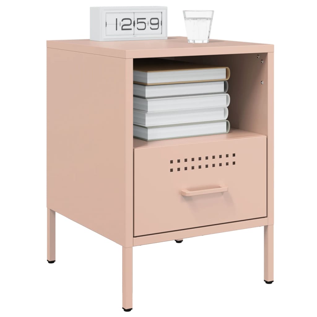 Bedside table 36x39x50.5 cm pink steel