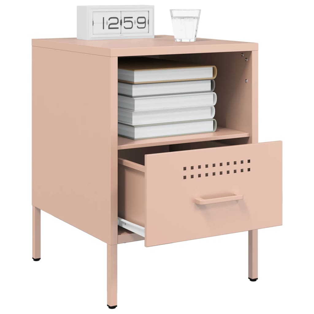 Bedside table 36x39x50.5 cm pink steel