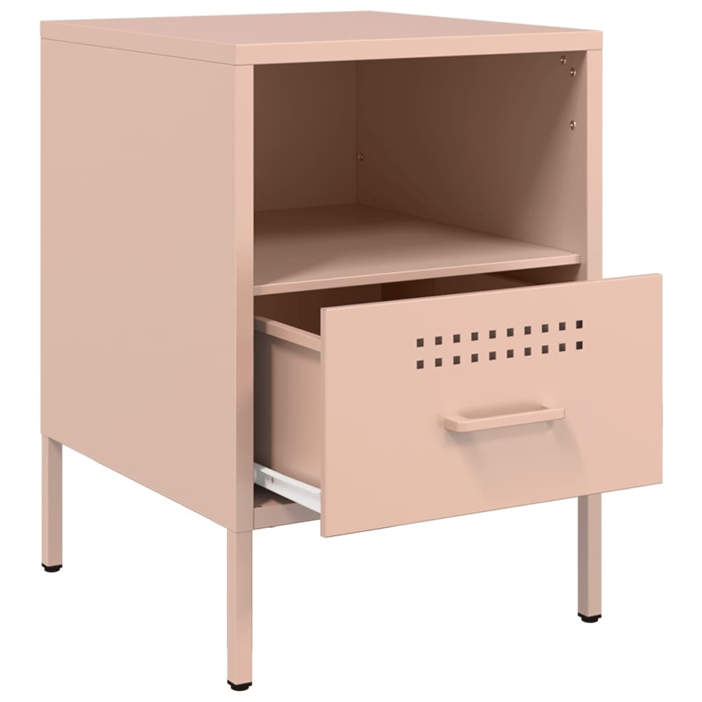 Bedside table 36x39x50.5 cm pink steel