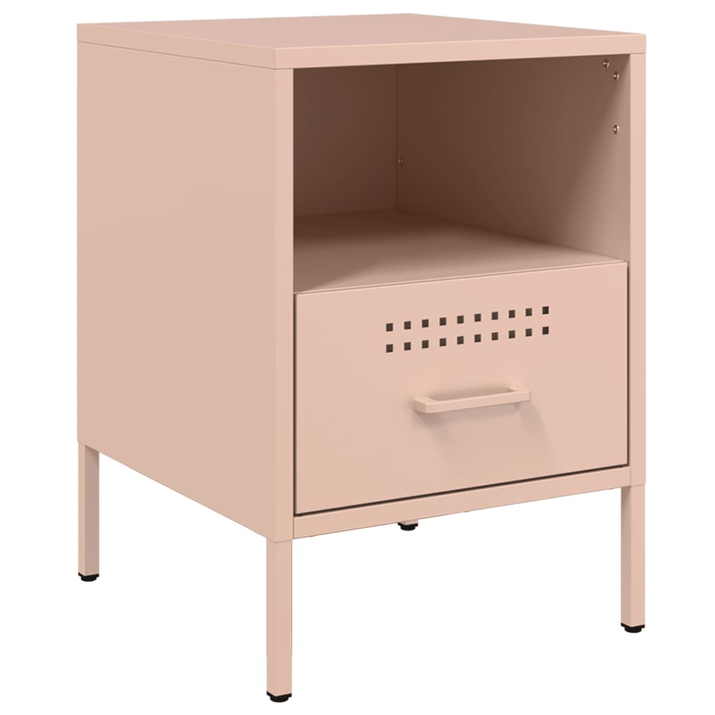 Mesas de cabeceira 2 pcs 36x39x50,5 cm aço rosa