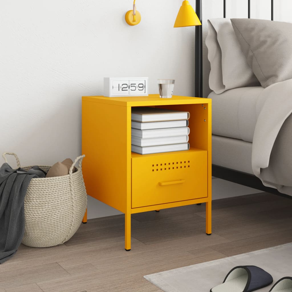 Mesa de cabeceira 36x39x50,5 cm aço amarelo mostarda