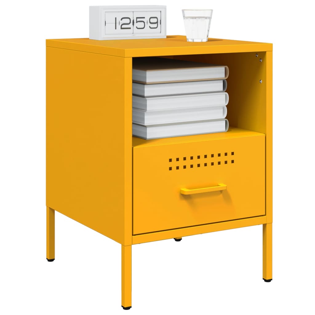 Mesa de cabeceira 36x39x50,5 cm aço amarelo mostarda