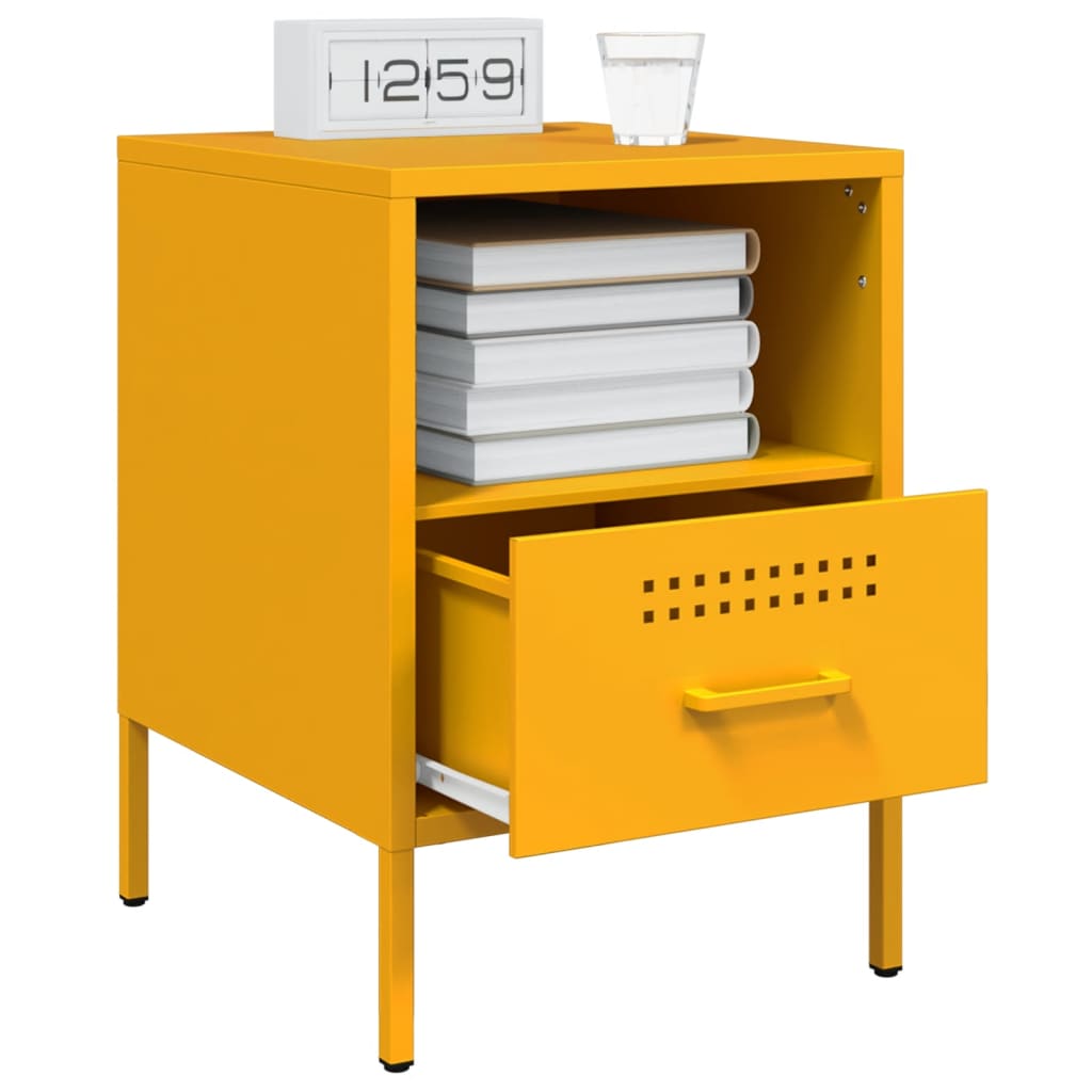 Mesa de cabeceira 36x39x50,5 cm aço amarelo mostarda