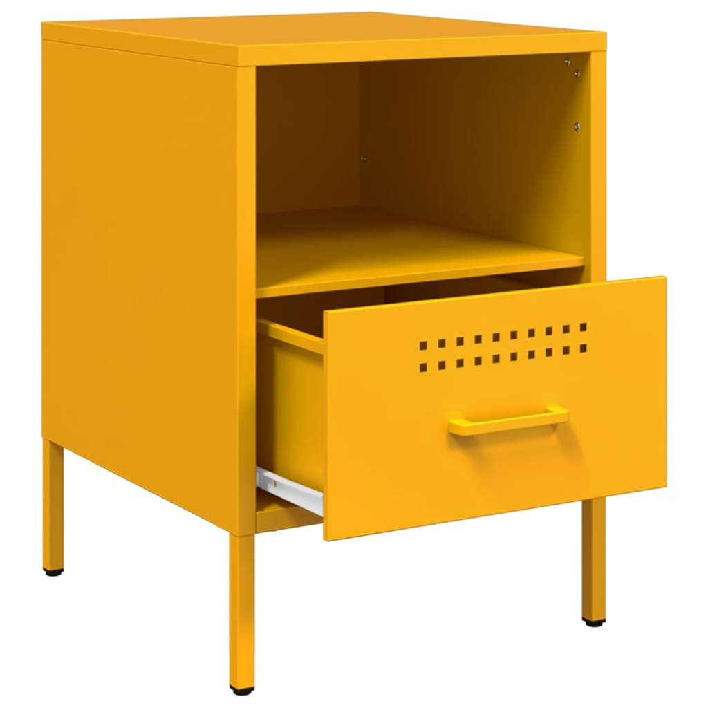 Mesa de cabeceira 36x39x50,5 cm aço amarelo mostarda