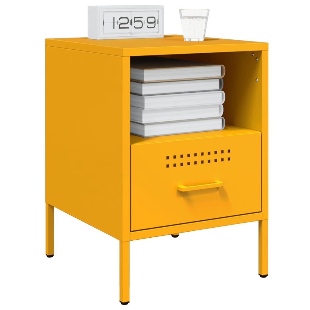 Mesas de cabeceira 2 pcs 36x39x50,5 cm aço amarelo mostarda