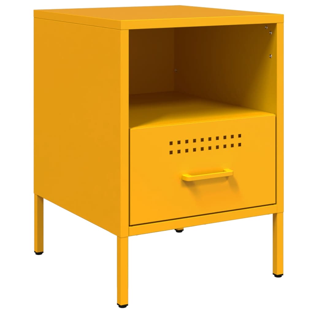 Mesas de cabeceira 2 pcs 36x39x50,5 cm aço amarelo mostarda