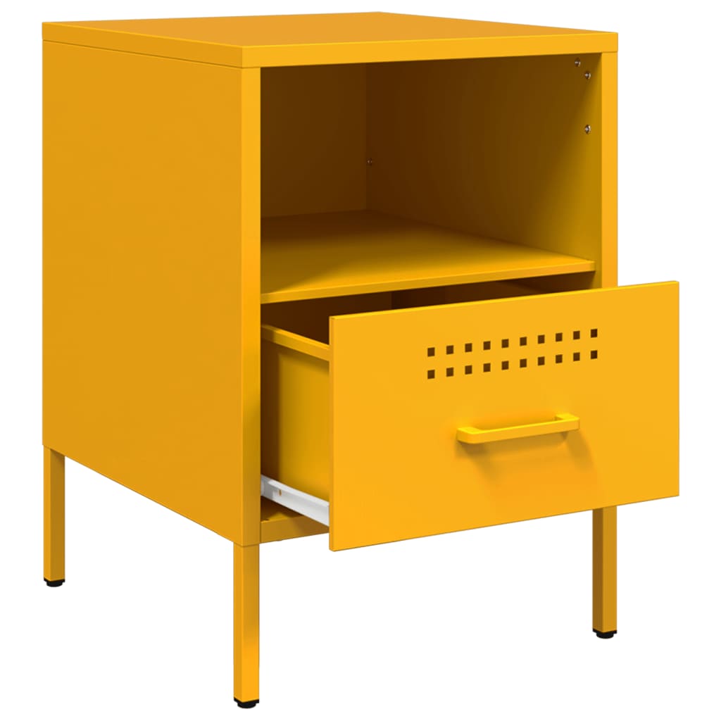 Mesas de cabeceira 2 pcs 36x39x50,5 cm aço amarelo mostarda