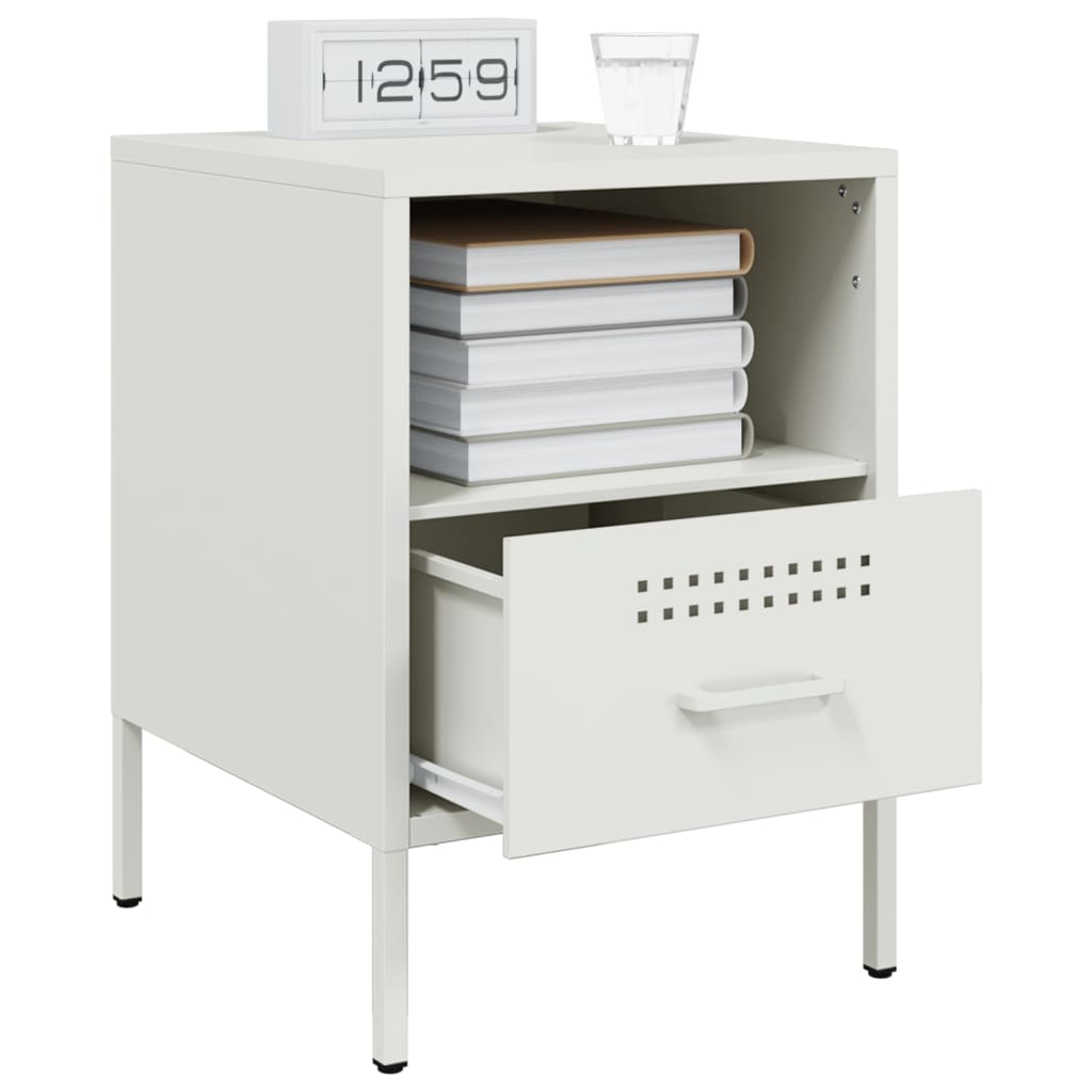 Mesas de cabeceira 2 pcs 36x39x50,5 cm aço branco
