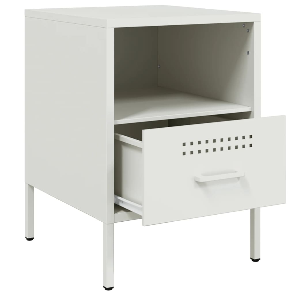 Mesas de cabeceira 2 pcs 36x39x50,5 cm aço branco