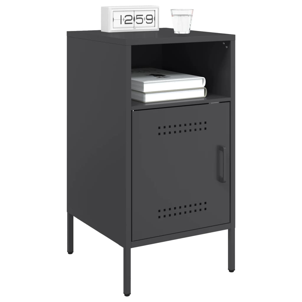 Mesas de cabeceira 2 pcs 36x39x68 cm aço preto