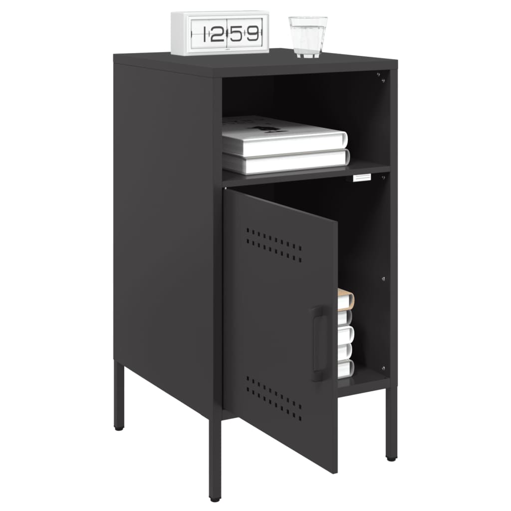 Mesas de cabeceira 2 pcs 36x39x68 cm aço preto
