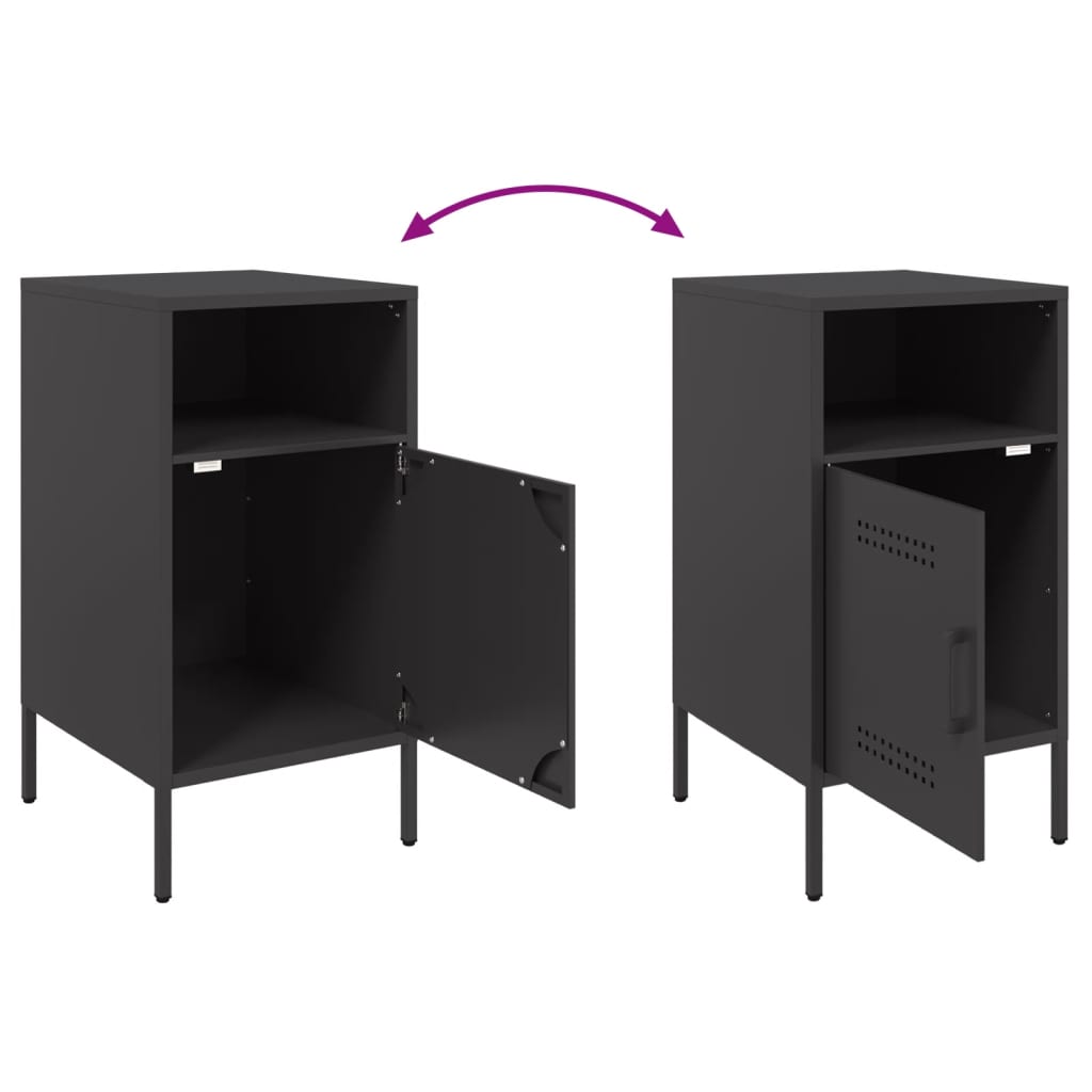 Mesas de cabeceira 2 pcs 36x39x68 cm aço preto