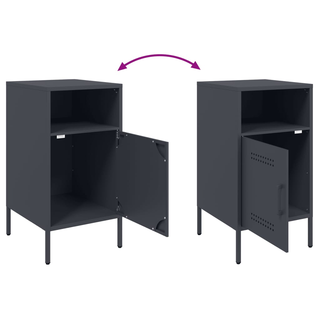 Mesas de cabeceira 2 pcs 36x39x68 cm aço antracite
