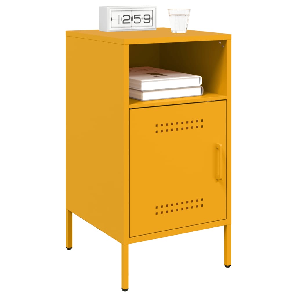 Mesas de cabeceira 2 pcs 36x39x68 cm aço amarelo mostarda