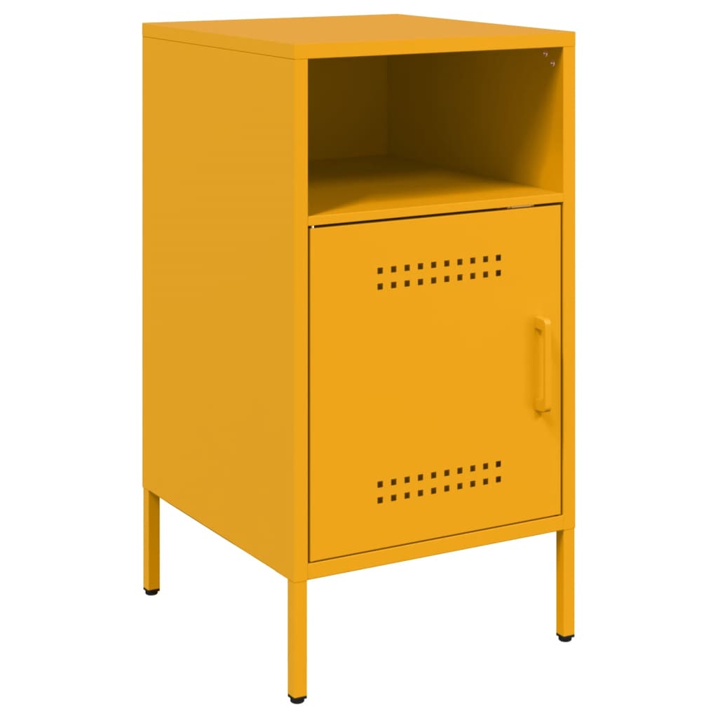 Mesas de cabeceira 2 pcs 36x39x68 cm aço amarelo mostarda
